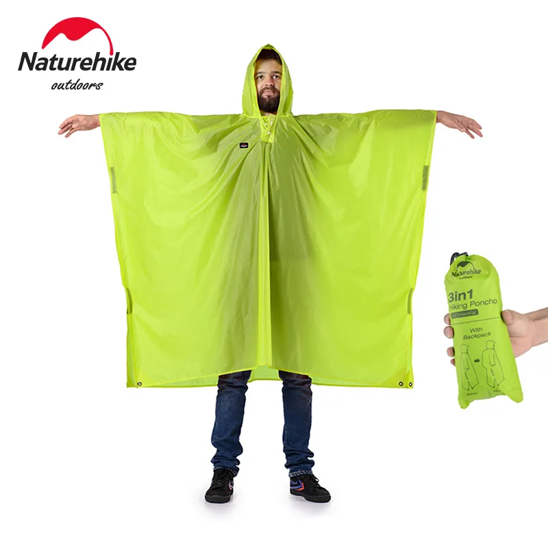 Camping Rain Poncho - Naturehike Regenjacke, 3-in-1, ultraleichter Multifunktions-Regenmantel, ultraleicht,