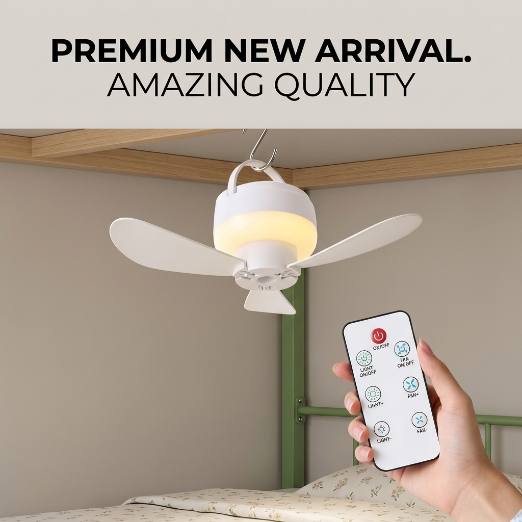 Bed Outdoor Camping - Kleiner Deckenventilator, tragbarer USB-Hängeventilator für Studentenwohnheim,