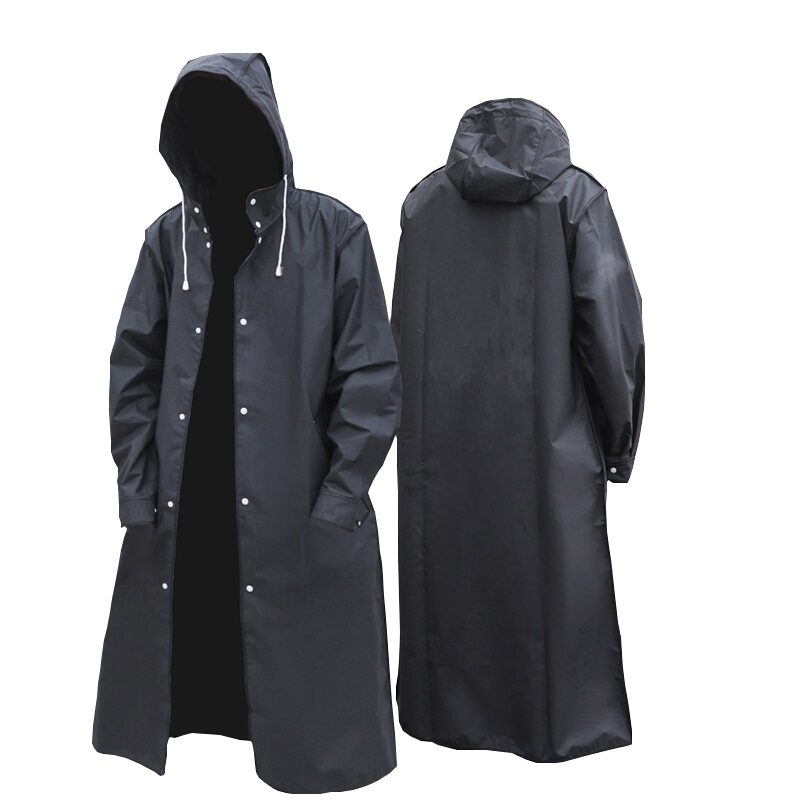 Camping Rain Poncho - Schwarz Mode Erwachsene Wasserdichte Lange Regenmantel
